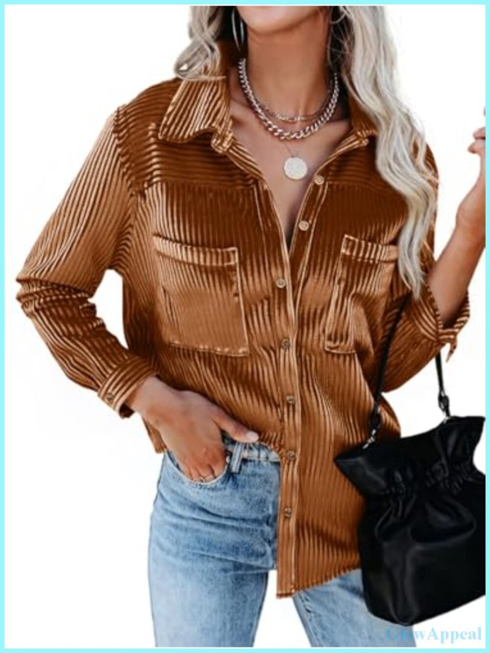 Velvet Button Down Shirt Long Sleeve Oversized Boyfriend Blouse